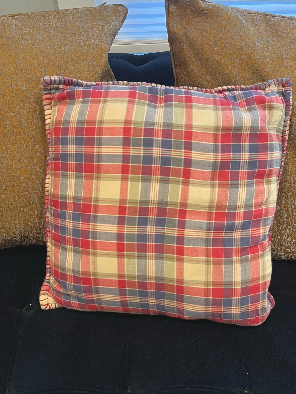 Chaps Ralph Lauren Pillow Patchwork Decorative Throw 17 x 17